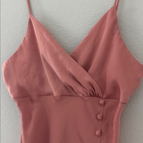 Zara V Neck Dress Pink with Button Accents Large - Picture 2 of 9